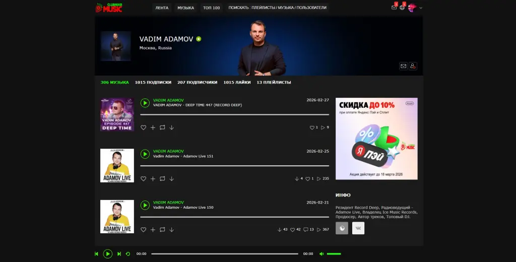 Музыкальная социальная сеть и сервис по продвижению. Доход 108000 в месяц