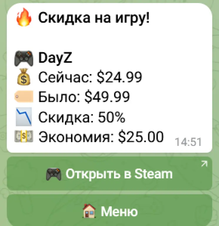 Готовый Telegram-бот для отслеживания скидок на игры — Python + MongoDB